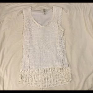 Talbots White Crochet Tank Small EUC